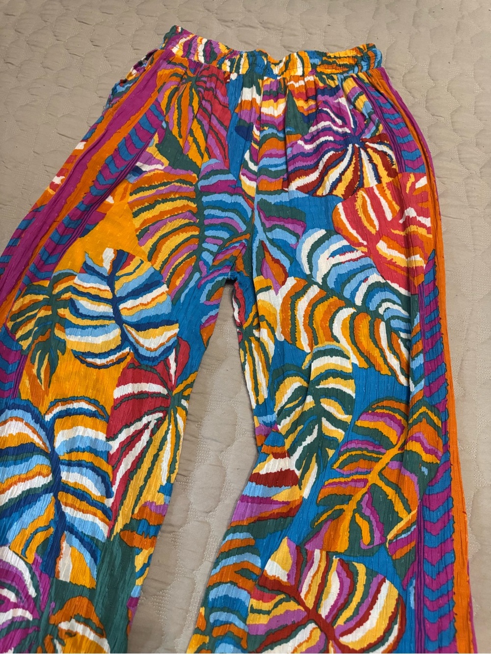 Christian Siriano NY Small Palazzo Pants WideLeg Tropical Womens Beaded Ties - Picture 6 of 8